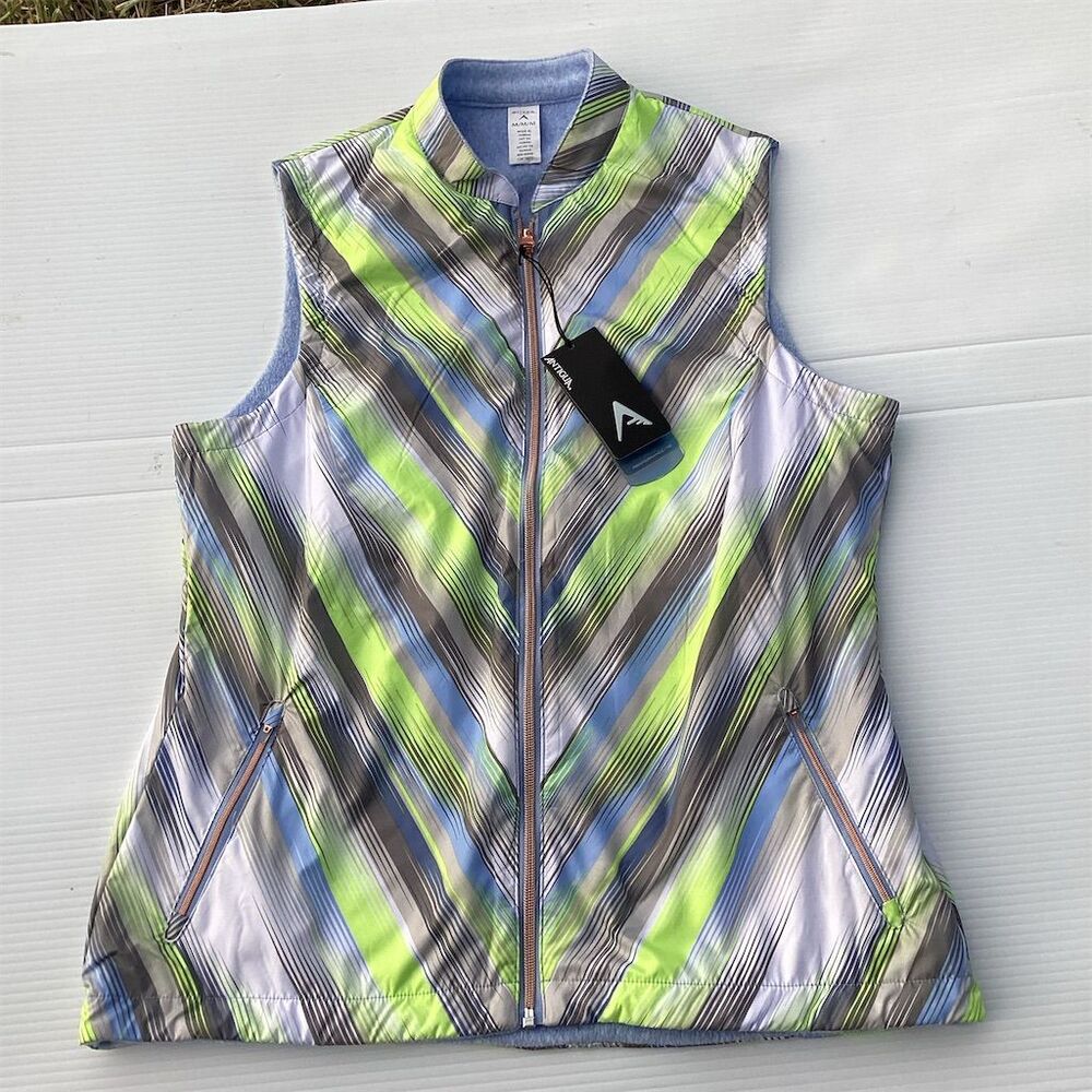 Antigua Women's Reversible Vest Size M Multicolor Striped Casual Travel
